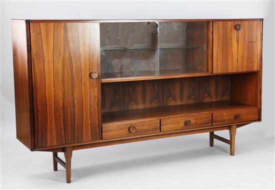 Fristo Franeker. A mid 20th century rosewood side cabinet, W.6ft 8in. D.1ft 5in. H.3ft 11in.